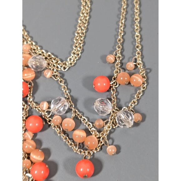 Banana Republic Orange Charm Bead Multi Chain Necklace Boho Coastal Chic 30" - Picture 8 of 9